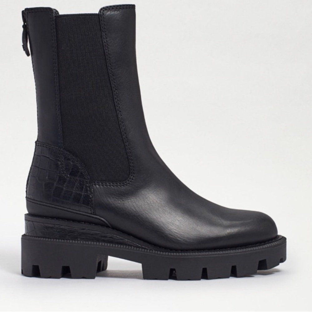 Black Genia Lug Sole Chelsea Boots- Sam Edelman